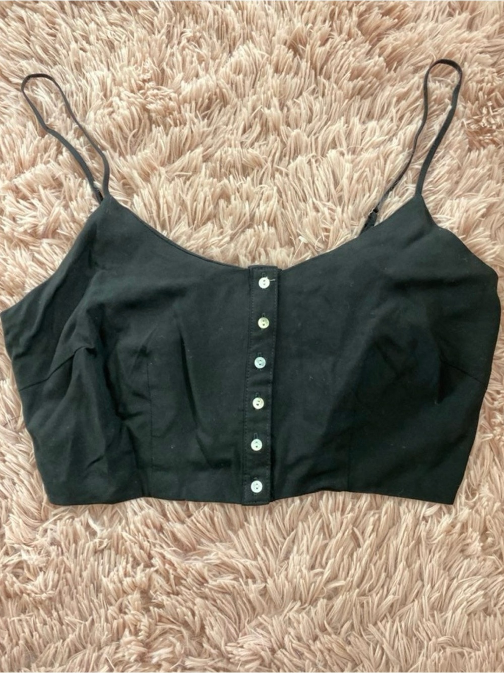 Classic Black Button-Front Spaghetti Strap Camisole